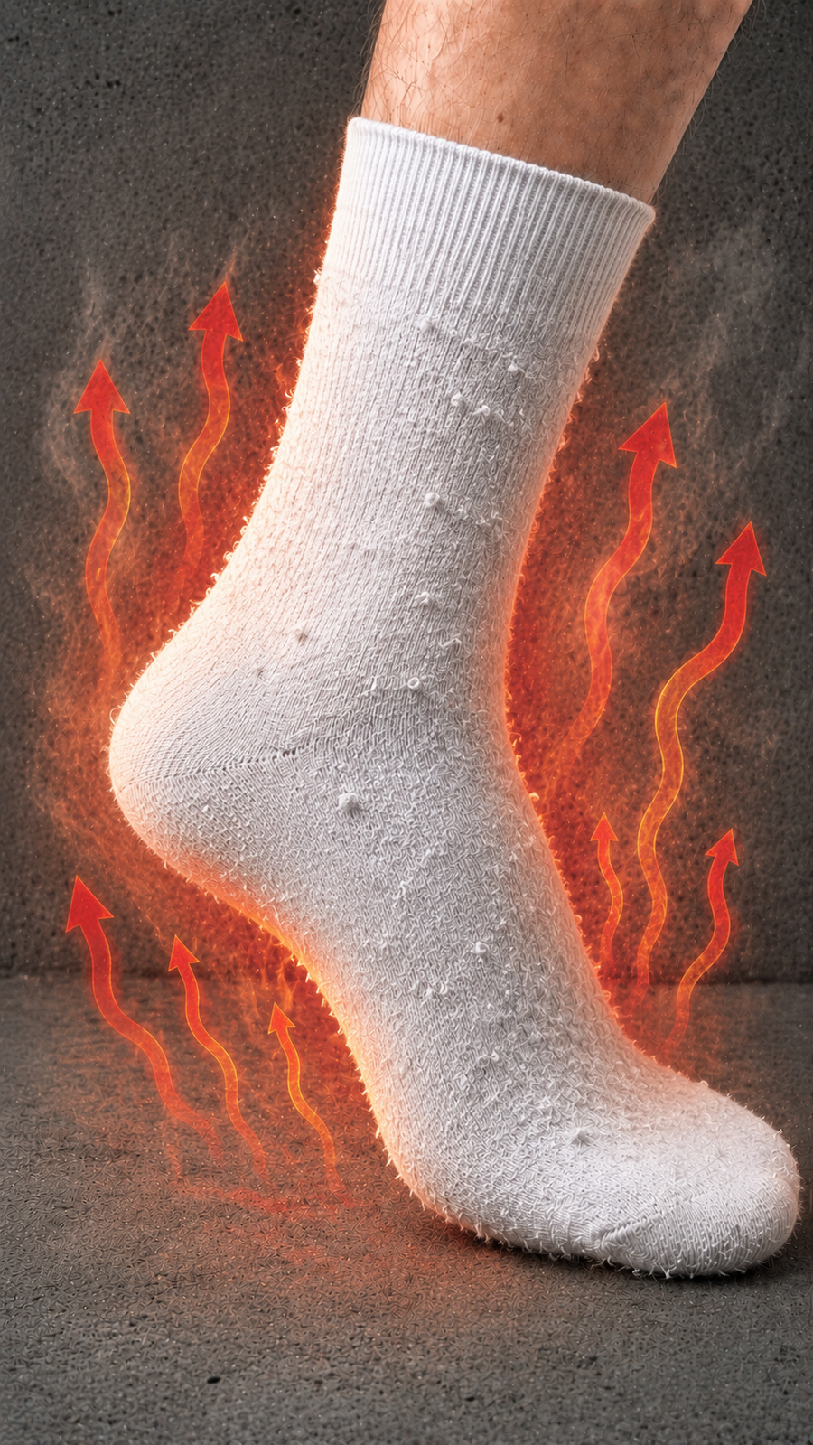 Pied en chaussette classique, chaud et inconfortable en fin de journée